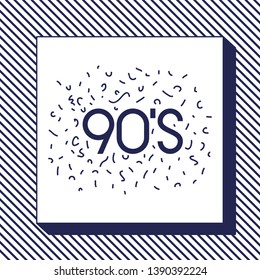 monochrome frame with pattern ninetys style and number 90