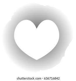Monochrome frame, stylized with watercolor. Background in the form of a heart.  Template for poster, business card, invitation card, certificate, web, logo, postcards for St. Valentine's Day.
