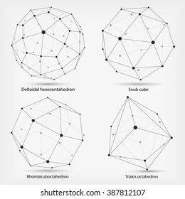 Monochrome  Framework Of Connected Lines And Dots. Complex Geometric Shapes. Vector Illustration.