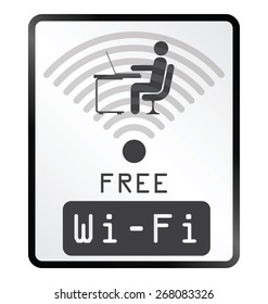 Monochrome free WiFi sign isolated on white background