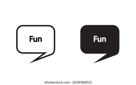 Monochrome 'Fun' Bubble Icons: Minimalist Message Design for Playful Communication with Distinct Black and White Speech Symbols for Graphic Projects and UI Elements