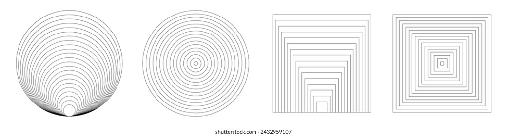 Círculo abstracto geométrico monocromo y forma cuadrada - vector
