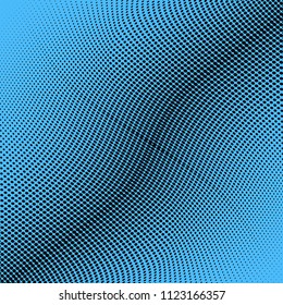 Monochrome geometric abstract halftone pattern. Dynamic lines and curves. Vector illustration with dots. Modern polka dots background. Template for print, fabric, textile