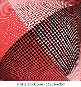 Monochrome geometric abstract halftone pattern. Dynamic lines and curves. Vector illustration with dots. Modern polka dots background. Template for print, fabric, textile