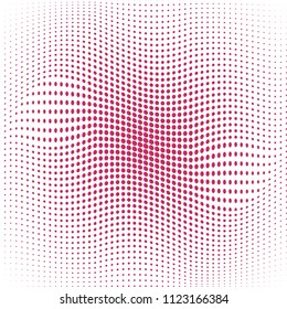 Monochrome geometric abstract halftone pattern. Dynamic lines and curves. Vector illustration with dots. Modern polka dots background. Template for print, fabric, textile