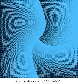 Monochrome geometric abstract halftone pattern. Dynamic lines and curves. Vector illustration with dots. Modern polka dots background. Template for print, fabric, textile