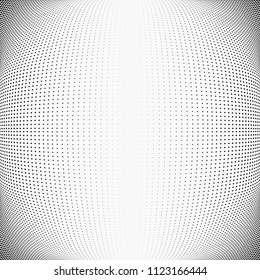 Monochrome geometric abstract halftone pattern. Dynamic lines and curves. Vector illustration with dots. Modern polka dots background. Template for print, fabric, textile