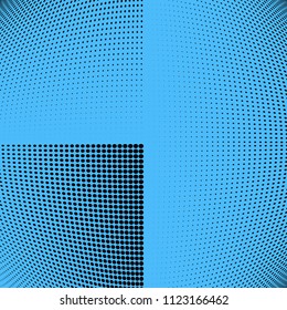 Monochrome geometric abstract halftone pattern. Dynamic lines and curves. Vector illustration with dots. Modern polka dots background. Template for print, fabric, textile