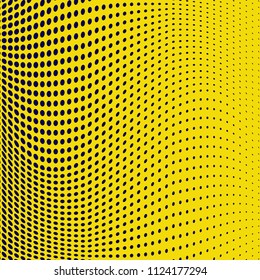 Monochrome geometric abstract halftone pattern. Dynamic lines and curves. Vector illustration with dots. Modern polka dots background. Template for print, fabric, textile