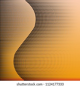 Monochrome geometric abstract halftone pattern. Dynamic lines and curves. Vector illustration with dots. Modern polka dots background. Template for print, fabric, textile