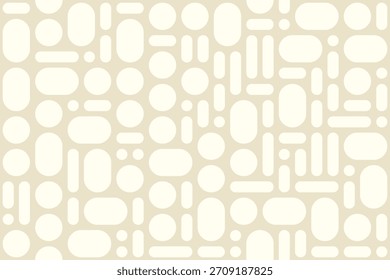 Monochrome geometric abstract pattern with circles and ovals, seamless vector