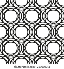 Monochrome geometric art seamless pattern, vector mosaic black and white interweave background. 