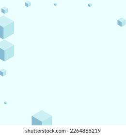 Monochrome Geometric Background Blue Vector. Polygon Geometry Template. Grey Square Special Card. Spatial Texture. Gray Blockchain Block.