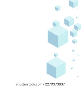 Vector blanco de fondo geométrico monocromo. Ilustración espacial cúbica. Tarjeta de Geometría de polígono azul-gris. Textura de concepto. Blue Collection Box.