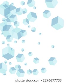 Monochrome Geometric Background White Vector. Polygon Creative Illustration. Sky Blue Box Wallpaper Template. Effect Card. White Element Square.