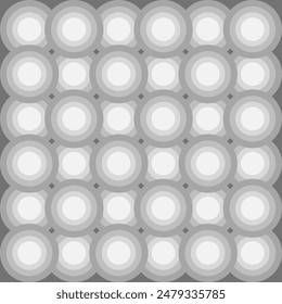 Monochrome geometric circle pattern background, concentric circles in shades of gray, contemporary aesthetic and harmonious symmetry design.