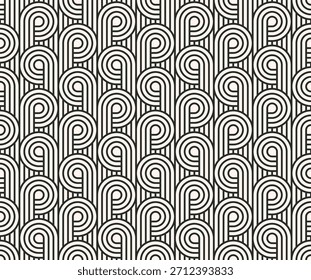 Patrón de línea curva geométrica monocromática