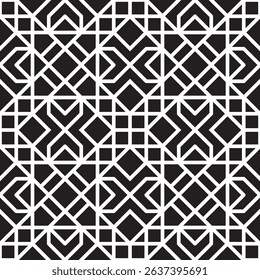 Monochrome Geometric Diamond Square Shape Seamless Retro Pattern Background