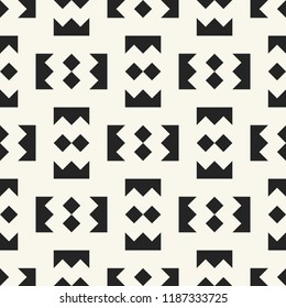 Monochrome Geometric Element  Checked Graphic Motif. Seamless Pattern.