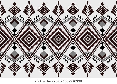 Padrões étnicos geométricos monocromáticos bordados de fundo sem costura. Tribal Navajo tradicional arte impressa asteca. Design para papel de parede, textura, têxtil, tecido, roupas, embrulhar, batik, sarong