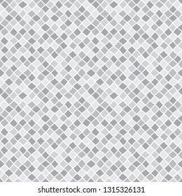 Monochrome geometric fragment seamless vector pattern. Uneven, doodle style diagonal square, rhombus regular texture. Chaotic mosaic tile horizontal background. Border template, Grey, gray colors