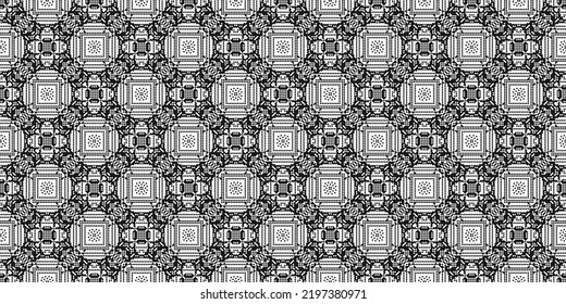 einfarbiges geometrisches Raster Pixel Art Hintergrund Moderne, abstrakte, schwarz-weiße Mosaikstruktur