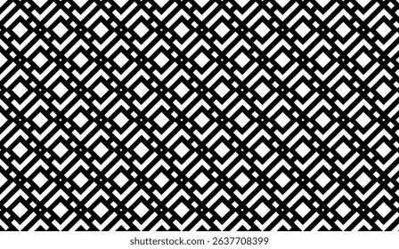 Monochrome Geometric Maze: Striking Black and White Rhombus Pattern for Modern Design, Seamless Illusion, Abstract Background, Minimalist Art, Vector Illustration, Textile Design