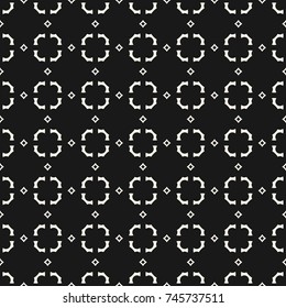 Monochrome geometric ornament seamless pattern. Black and white abstract background in traditional Asian style. Texture with grid, lattice, diamond shapes, repeat tiles. Stylish dark decorative design