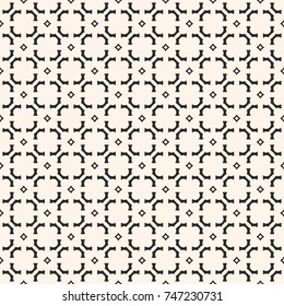Monochrome geometric ornament seamless pattern. Black and white abstract traditional Asian background. Texture with grid, lattice, diamond shapes, repeat tiles. Design for decor, textile, furniture 