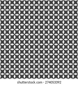 Monochrome geometric ornament. Vector seamless pattern. Endless texture can be used for printing onto fabric, paper or scrap booking, wallpaper, pattern fills, web page background, surface texture. 