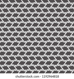 Monochrome geometric pattern with broken lines and parallelogram shapes. Textile print. Vector illustration.