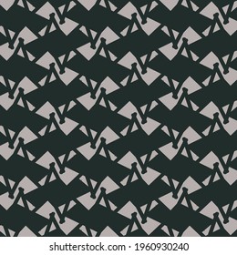 Monochrome geometric pattern, with broken lines and patches with angular contour. Textile design.