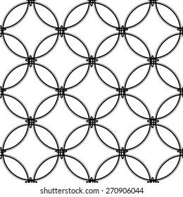 Monochrome geometric pattern of circles seamless vector background.