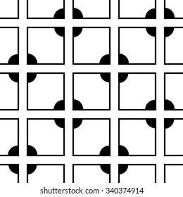 Monochrome geometric pattern grid, seamless vector background.