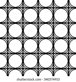 Monochrome geometric pattern grid, seamless vector background.