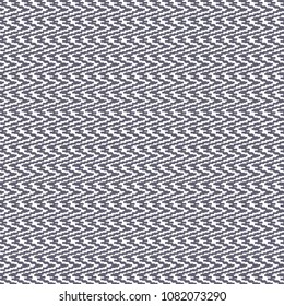 Monochrome geometric pattern with a kind of zigzag stripes. Texture of thick cotton fabric in white and blue. Vector illustration.