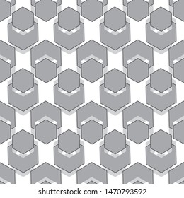 Monochrome geometric pattern, rhombus, lines, mosaic, puzzle, seamless vector background.