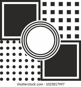 monochrome geometric pattern for seamless background. design element template. black and white vector circle and rectangle