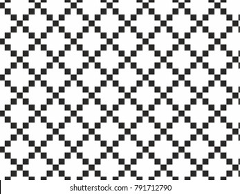 Monochrome geometric pattern square texture retro decoration wallpaper pixel concept vector background for web and print