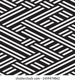 Monochrome geometric pattern. Vector seamless pattern. Monochrome geometric pattern from intersecting lines.