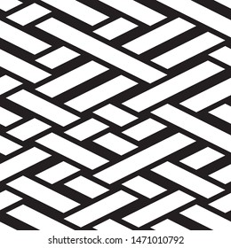 Monochrome geometric pattern. Vector seamless pattern. Monochrome geometric pattern from intersecting lines. 