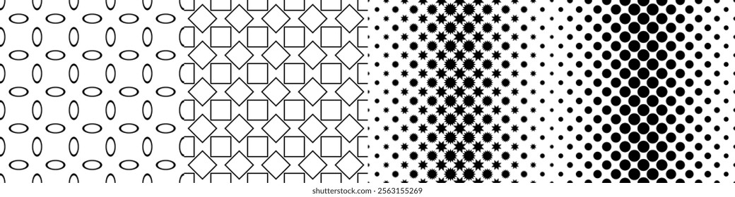 Monochrome geometric repeating pattern collection