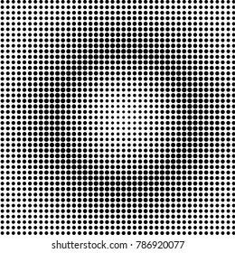 Monochrome geometric round abstract  pattern. Halftone dots background. Modern dotted template vector illustration for design, covers,  textile, print clothing, wallpaper