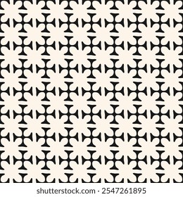 Modelo inconsútil geométrico monocromático. Textura Abstractas del ornamento del Vector con la rejilla floral, Formas de la flor, cruces, azulejos de la repetición. Simple fondo blanco y negro. Diseño geo para la decoración, impresión