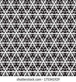 Monochrome Geometric Seamless Pattern. Black and white style pattern.  Star shaped tiles. Star of David 