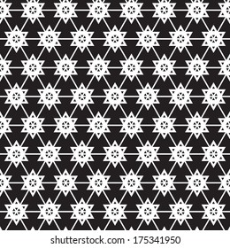 Monochrome Geometric Seamless Pattern. Black and white style pattern.  Star of David 