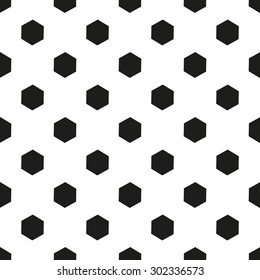 Monochrome geometric seamless pattern with black hexagon shape