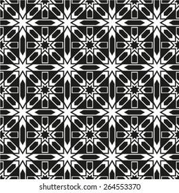 Monochrome geometric seamless pattern with diamonds and  lines
