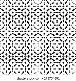 Monochrome geometric seamless pattern with diamonds and lines
