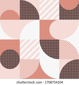 Monochrome geometric seamless pattern in Scandinavian style. Abstract vector background with various simple shapes and textures.